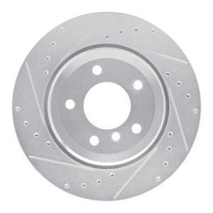 BMW 330CI Brake Rotor (1) - Rear Left - R1 Concepts - Drilled & Slotted - Silver - `01-`06